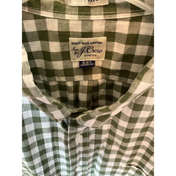 J Crew Long Sleeve Olive Green/Ivory Men's XXL Shirt Classic Fit‎ - Picture 3 of 8